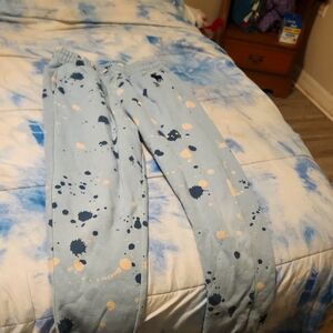 Blue Splatter Print Pants